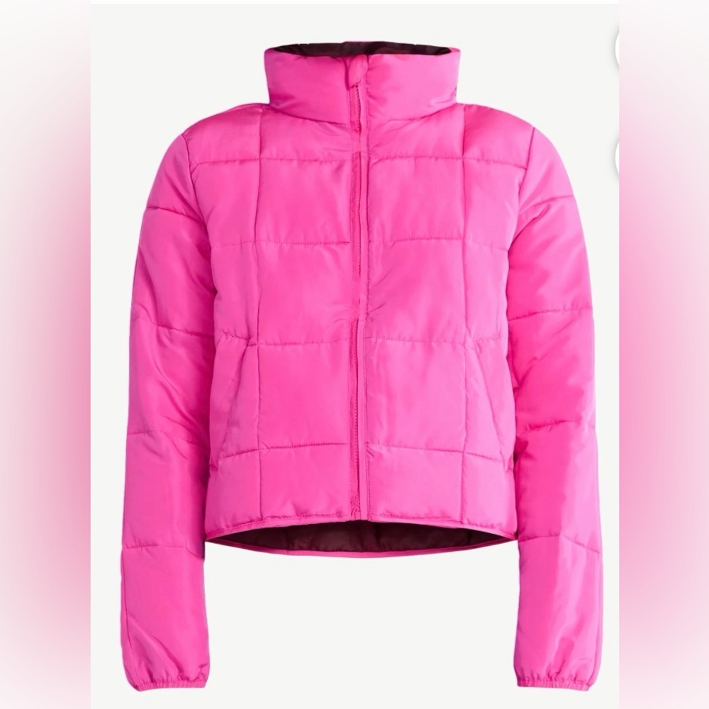 Barbie pink packable puffer coat juniors size Large/Extra Large